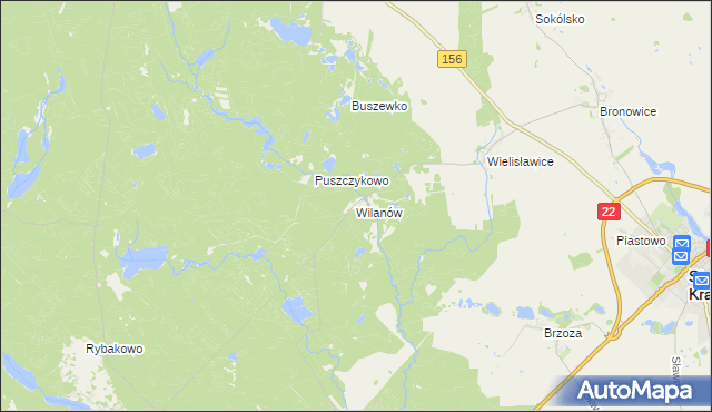 mapa Wilanów gmina Strzelce Krajeńskie, Wilanów gmina Strzelce Krajeńskie na mapie Targeo