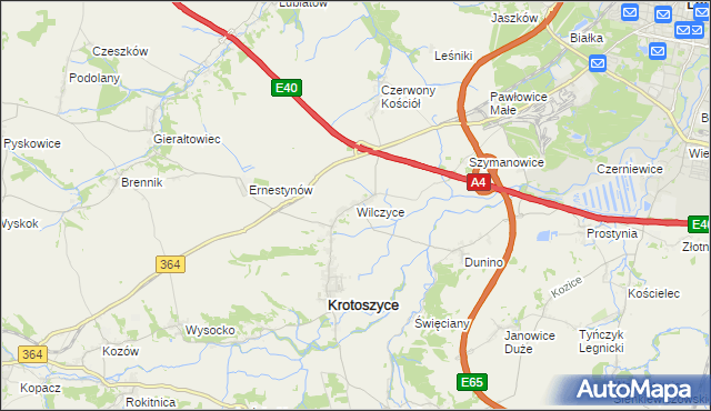 mapa Wilczyce gmina Krotoszyce, Wilczyce gmina Krotoszyce na mapie Targeo