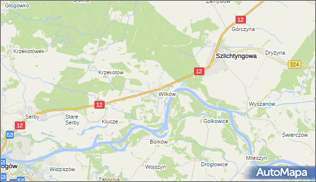 mapa Wilków gmina Głogów, Wilków gmina Głogów na mapie Targeo