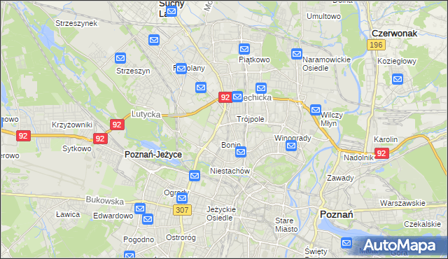 mapa Winiary gmina Poznań, Winiary gmina Poznań na mapie Targeo