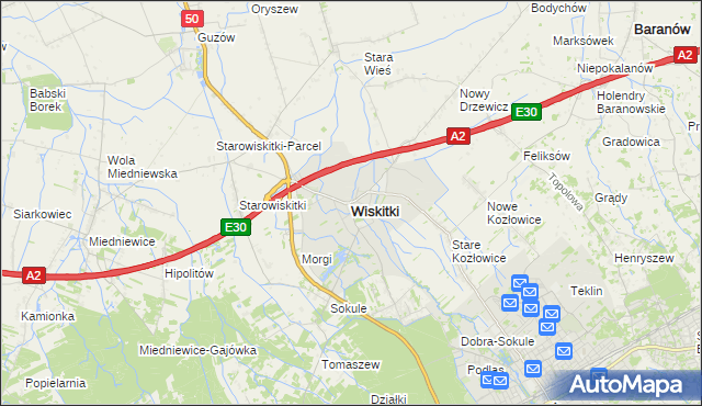mapa Wiskitki, Wiskitki na mapie Targeo