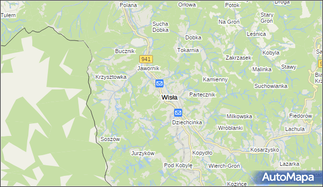 mapa Wisła, Wisła na mapie Targeo