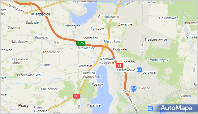 mapa Wojkowice Kościelne, Wojkowice Kościelne na mapie Targeo