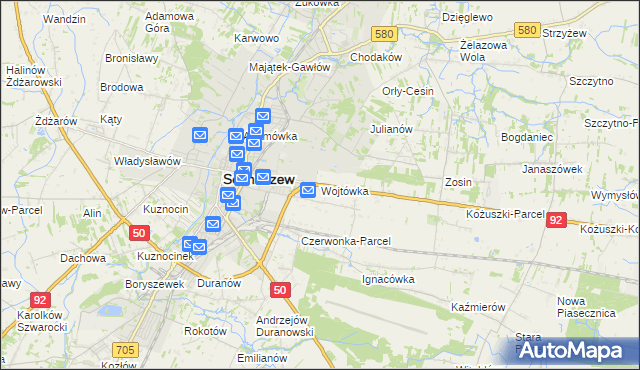 mapa Wojtówka gmina Sochaczew, Wojtówka gmina Sochaczew na mapie Targeo