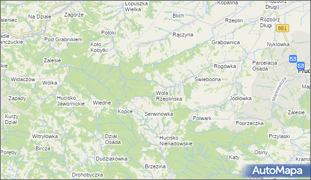 mapa Wola Rzeplińska, Wola Rzeplińska na mapie Targeo