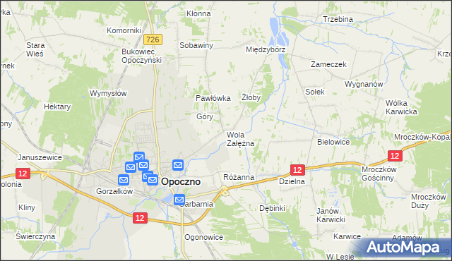 mapa Wola Załężna, Wola Załężna na mapie Targeo