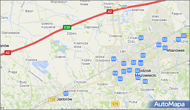 mapa Wólka Grodziska gmina Grodzisk Mazowiecki, Wólka Grodziska gmina Grodzisk Mazowiecki na mapie Targeo