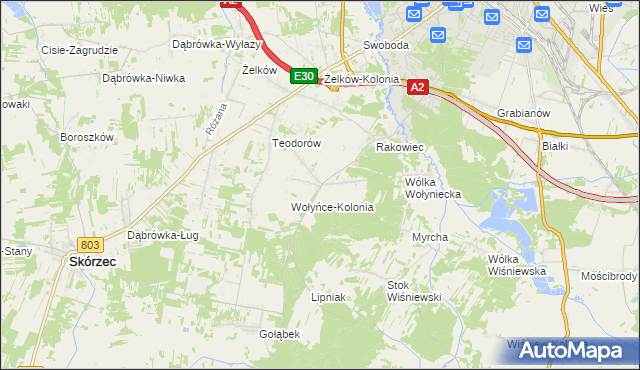 mapa Wołyńce gmina Siedlce, Wołyńce gmina Siedlce na mapie Targeo