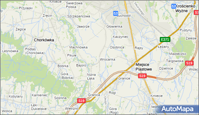 mapa Wrocanka gmina Miejsce Piastowe, Wrocanka gmina Miejsce Piastowe na mapie Targeo