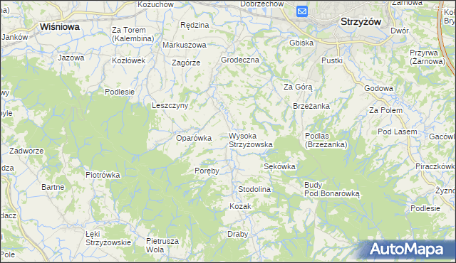 mapa Wysoka Strzyżowska, Wysoka Strzyżowska na mapie Targeo