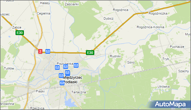 mapa Wysokie gmina Międzyrzec Podlaski, Wysokie gmina Międzyrzec Podlaski na mapie Targeo