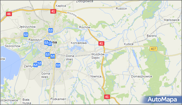 mapa Wyszków Śląski, Wyszków Śląski na mapie Targeo