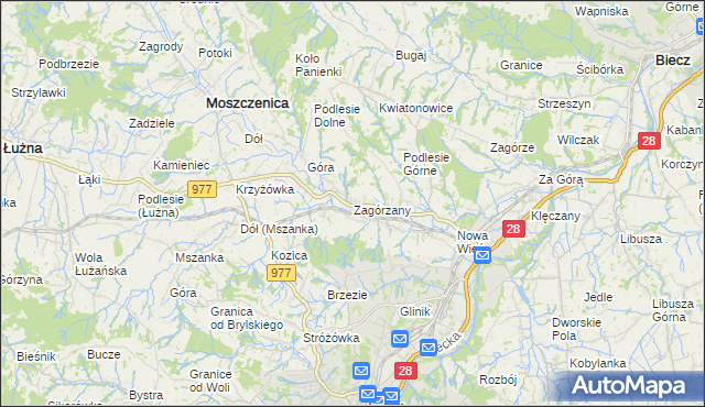 mapa Zagórzany gmina Gorlice, Zagórzany gmina Gorlice na mapie Targeo