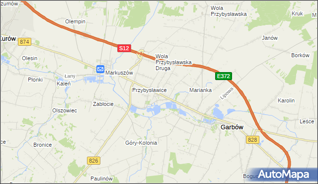 mapa Zagrody gmina Garbów, Zagrody gmina Garbów na mapie Targeo