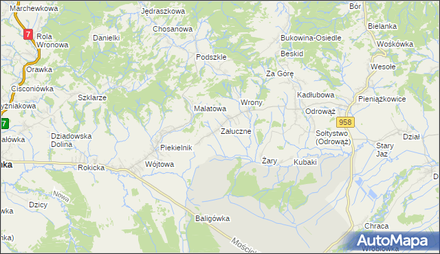 mapa Załuczne, Załuczne na mapie Targeo