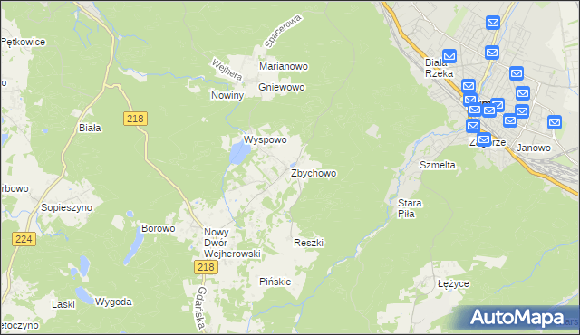 mapa Zbychowo, Zbychowo na mapie Targeo