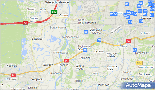 mapa Zbylitowska Góra, Zbylitowska Góra na mapie Targeo