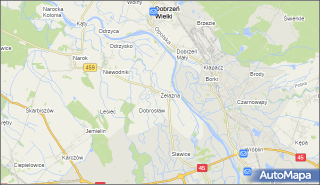 mapa Żelazna gmina Dąbrowa, Żelazna gmina Dąbrowa na mapie Targeo