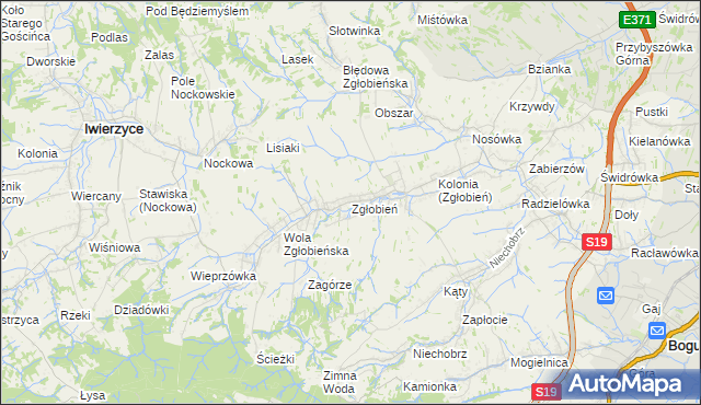 mapa Zgłobień, Zgłobień na mapie Targeo
