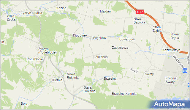 mapa Zielonka gmina Stężyca, Zielonka gmina Stężyca na mapie Targeo