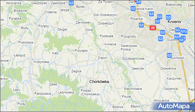 mapa Zręcin, Zręcin na mapie Targeo