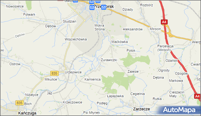 mapa Żurawiczki, Żurawiczki na mapie Targeo