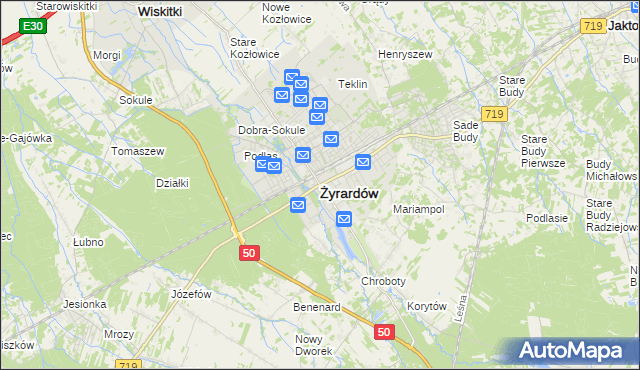 mapa Żyrardów, Żyrardów na mapie Targeo