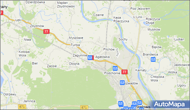 mapa Agatówka gmina Zaleszany, Agatówka gmina Zaleszany na mapie Targeo