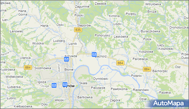 mapa Bachórz gmina Dynów, Bachórz gmina Dynów na mapie Targeo