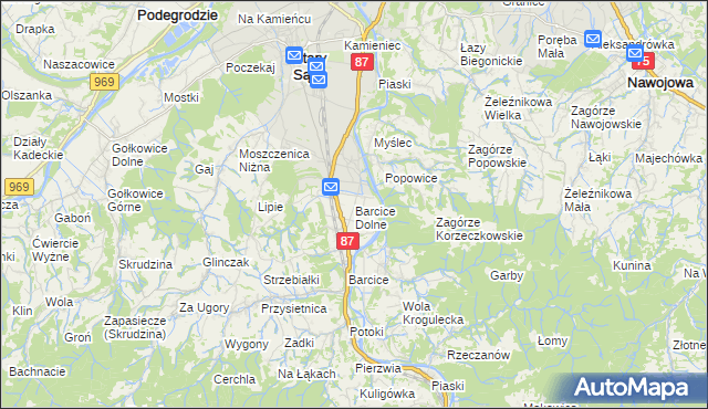 mapa Barcice Dolne, Barcice Dolne na mapie Targeo