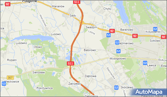 mapa Batorowo gmina Tarnowo Podgórne, Batorowo gmina Tarnowo Podgórne na mapie Targeo