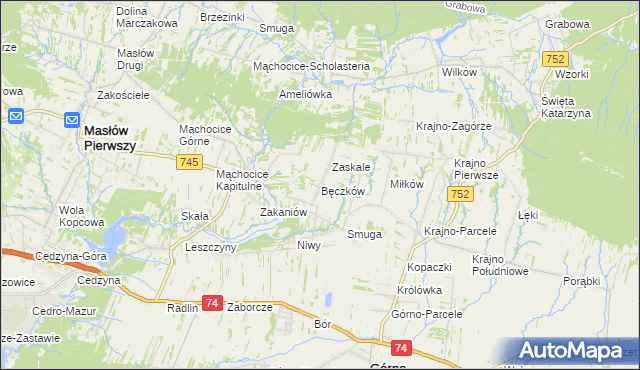mapa Bęczków, Bęczków na mapie Targeo