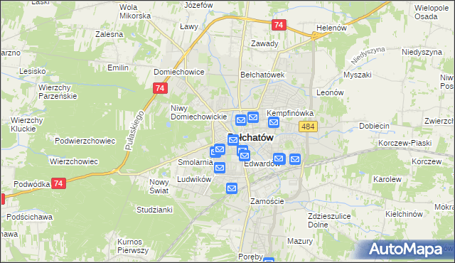 mapa Bełchatów, Bełchatów na mapie Targeo