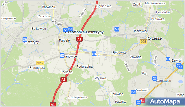 mapa Bełk gmina Czerwionka-Leszczyny, Bełk gmina Czerwionka-Leszczyny na mapie Targeo
