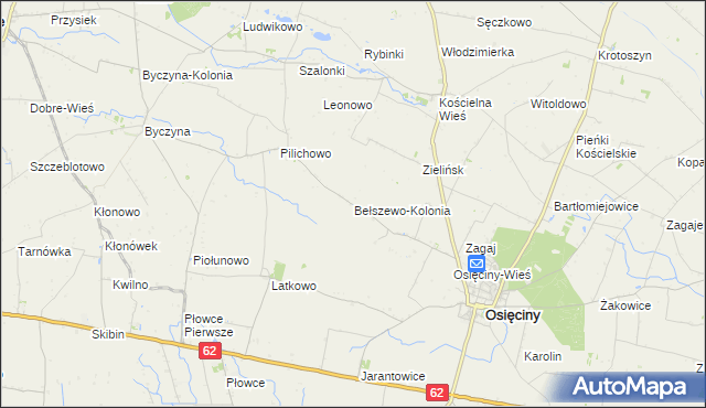 mapa Bełszewo-Kolonia, Bełszewo-Kolonia na mapie Targeo