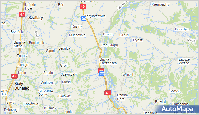 mapa Białka Tatrzańska, Białka Tatrzańska na mapie Targeo