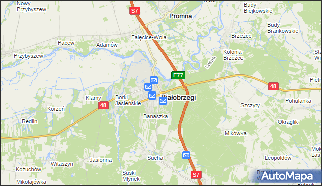 mapa Białobrzegi, Białobrzegi na mapie Targeo