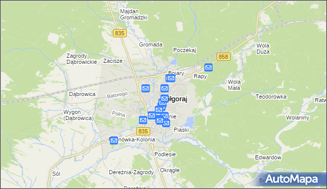 mapa Biłgoraj, Biłgoraj na mapie Targeo