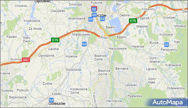 mapa Bładnice Dolne, Bładnice Dolne na mapie Targeo
