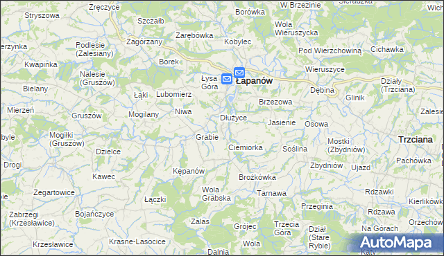 mapa Boczów gmina Łapanów, Boczów gmina Łapanów na mapie Targeo