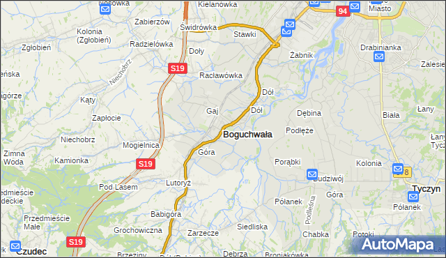 mapa Boguchwała powiat rzeszowski, Boguchwała powiat rzeszowski na mapie Targeo