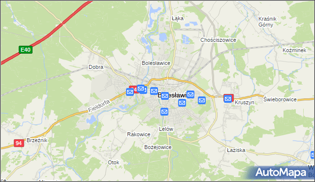 mapa Bolesławca, Bolesławiec na mapie Targeo