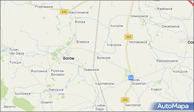 mapa Boreczek gmina Borów, Boreczek gmina Borów na mapie Targeo