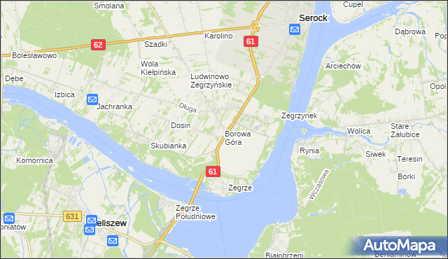 mapa Borowa Góra gmina Serock, Borowa Góra gmina Serock na mapie Targeo