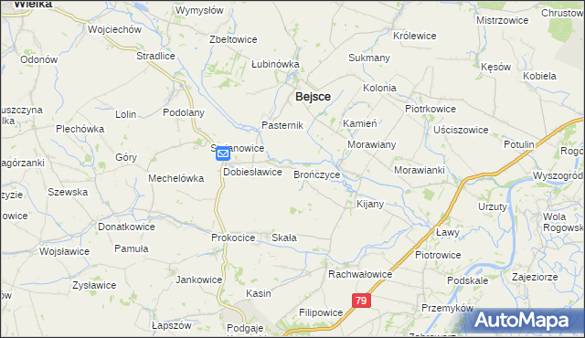 mapa Brończyce gmina Bejsce, Brończyce gmina Bejsce na mapie Targeo