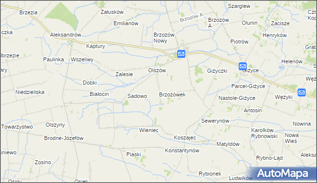 mapa Brzozówek, Brzozówek na mapie Targeo