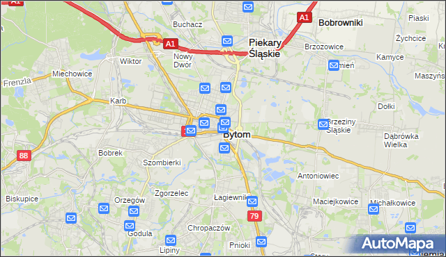 mapa Bytomia, Bytom na mapie Targeo
