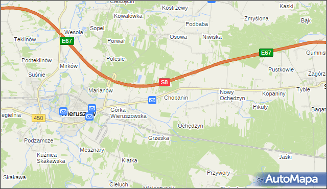 mapa Chobanin, Chobanin na mapie Targeo