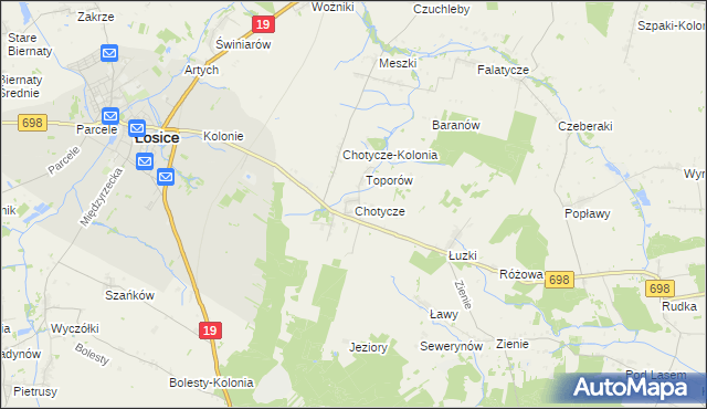 mapa Chotycze, Chotycze na mapie Targeo