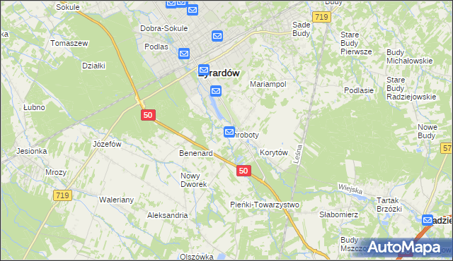 mapa Chroboty, Chroboty na mapie Targeo